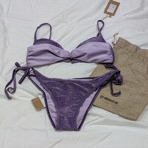 BNWT / Berlook / Large / Purple Lurex Contrast Bikini Set